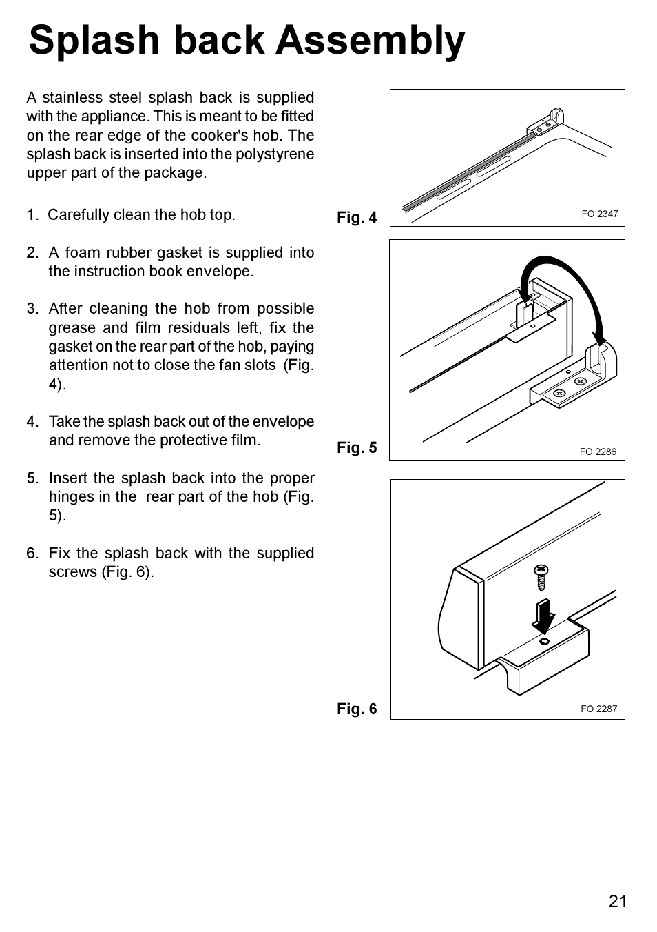 Splash back assembly | Blanco BC 75 X User Manual | Page 21 / 28