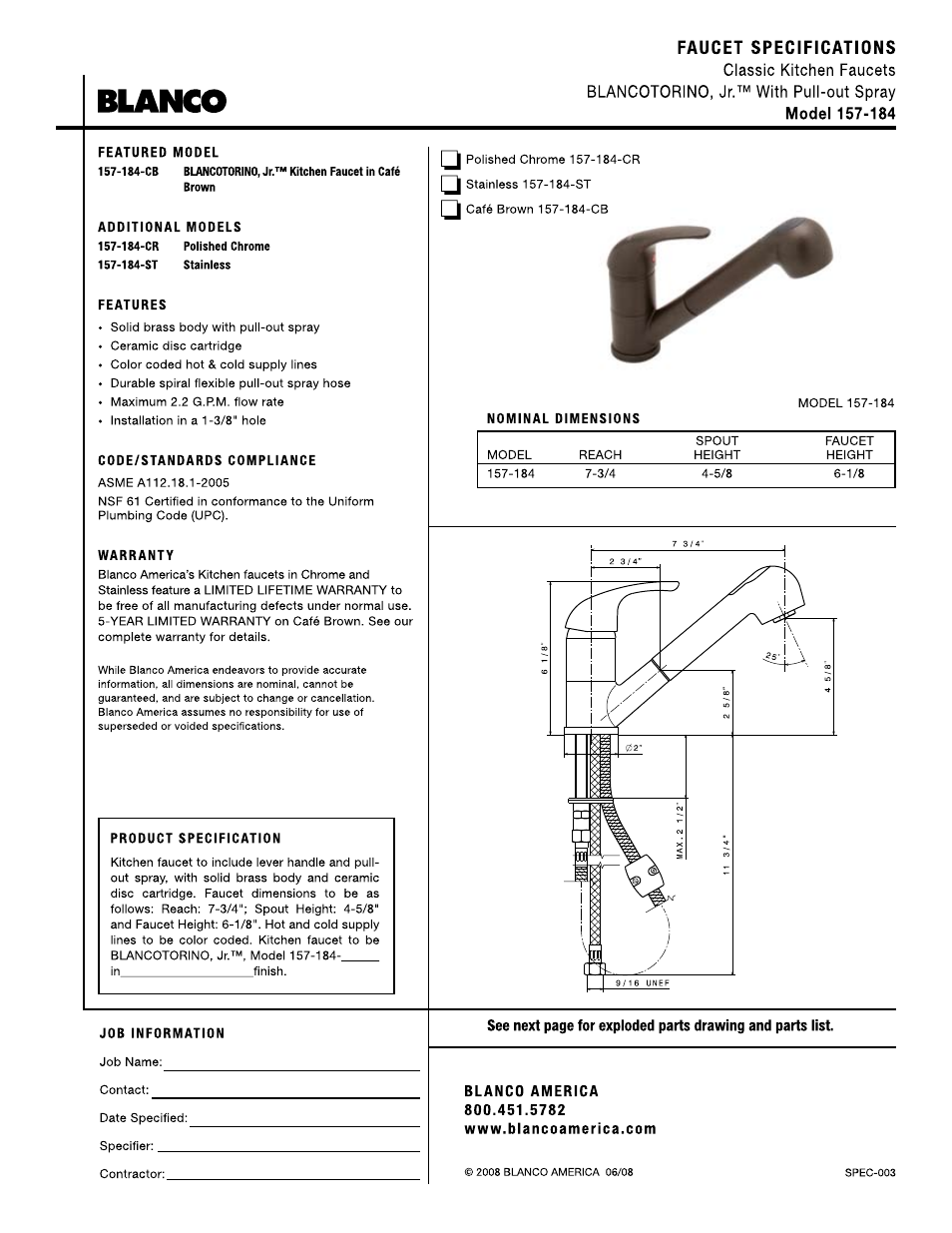 Blanco 157-184 User Manual | 2 pages