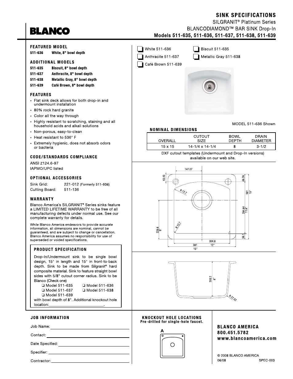 Blanco 511-637 User Manual | 1 page