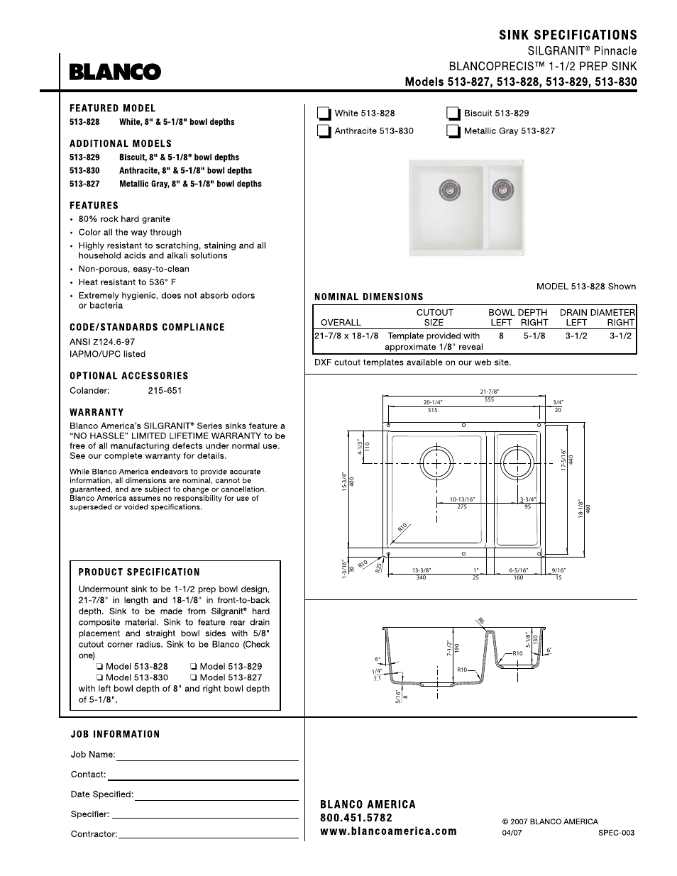 Blanco 513-828 User Manual | 1 page