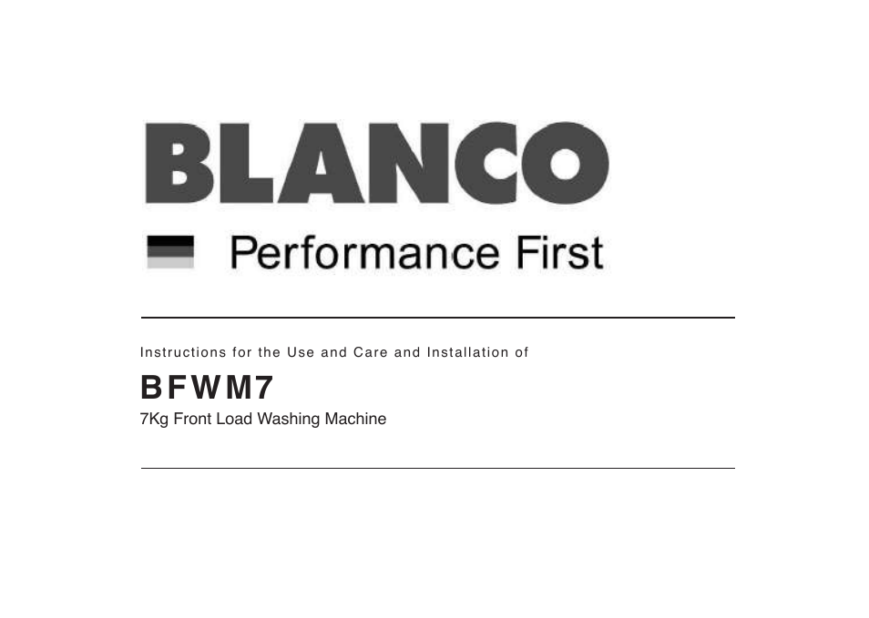 Blanco BFWM7 User Manual | 23 pages