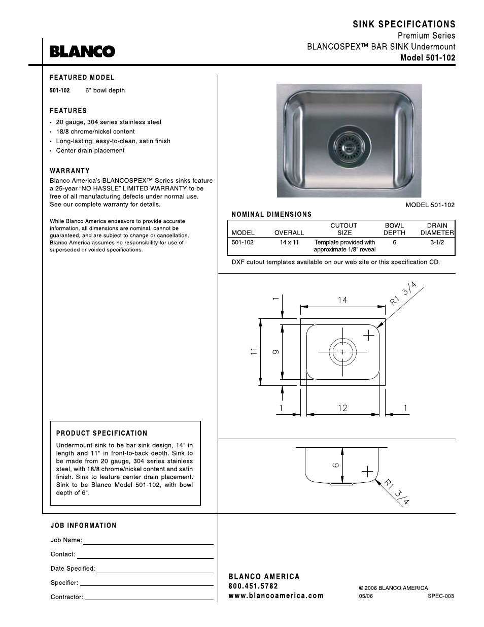 Blanco 501-102 User Manual | 1 page