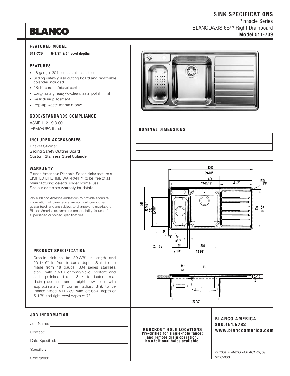 Blanco 511-739 User Manual | 1 page