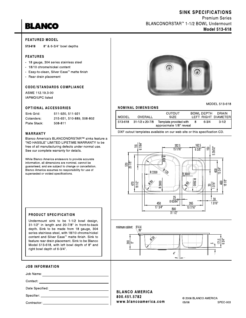 Blanco 513-618 User Manual | 1 page