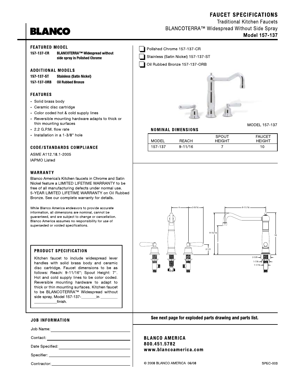 Blanco 157-137 User Manual | 2 pages