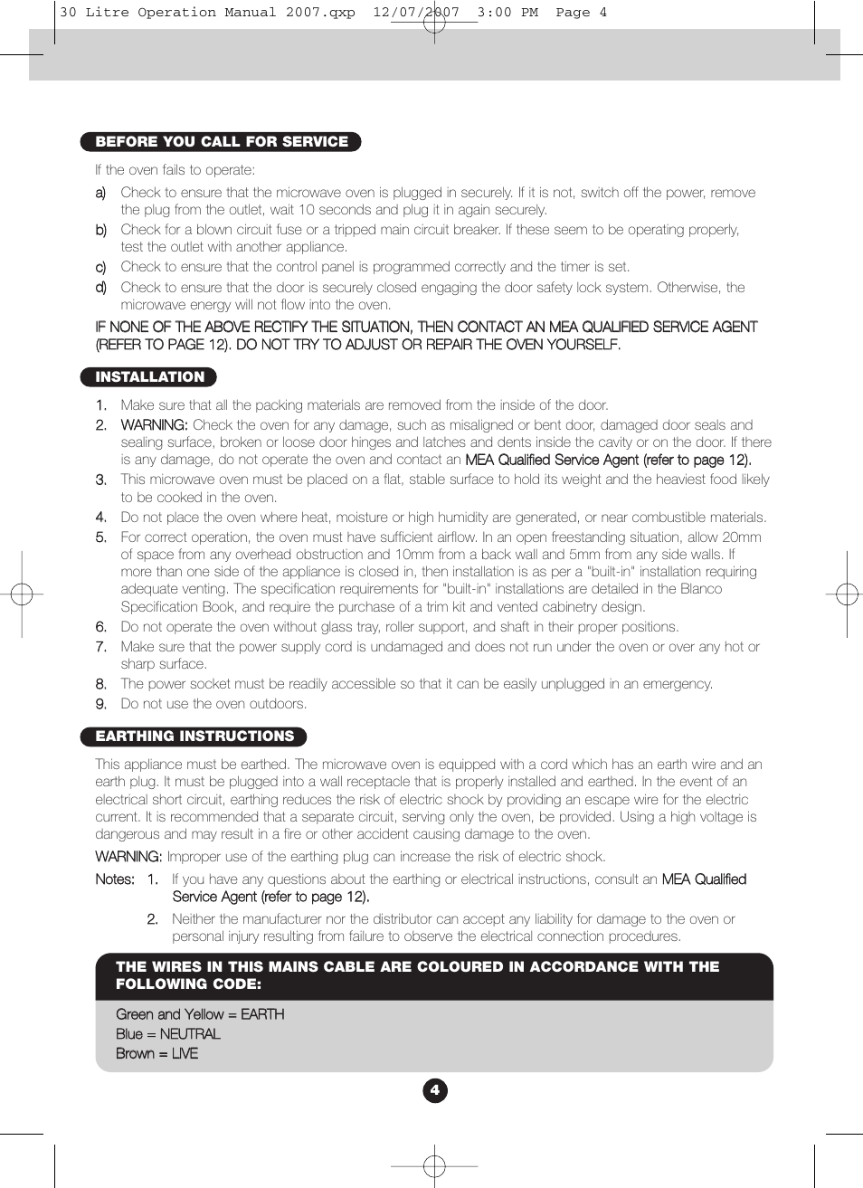 Blanco BMO300X User Manual | Page 4 / 12