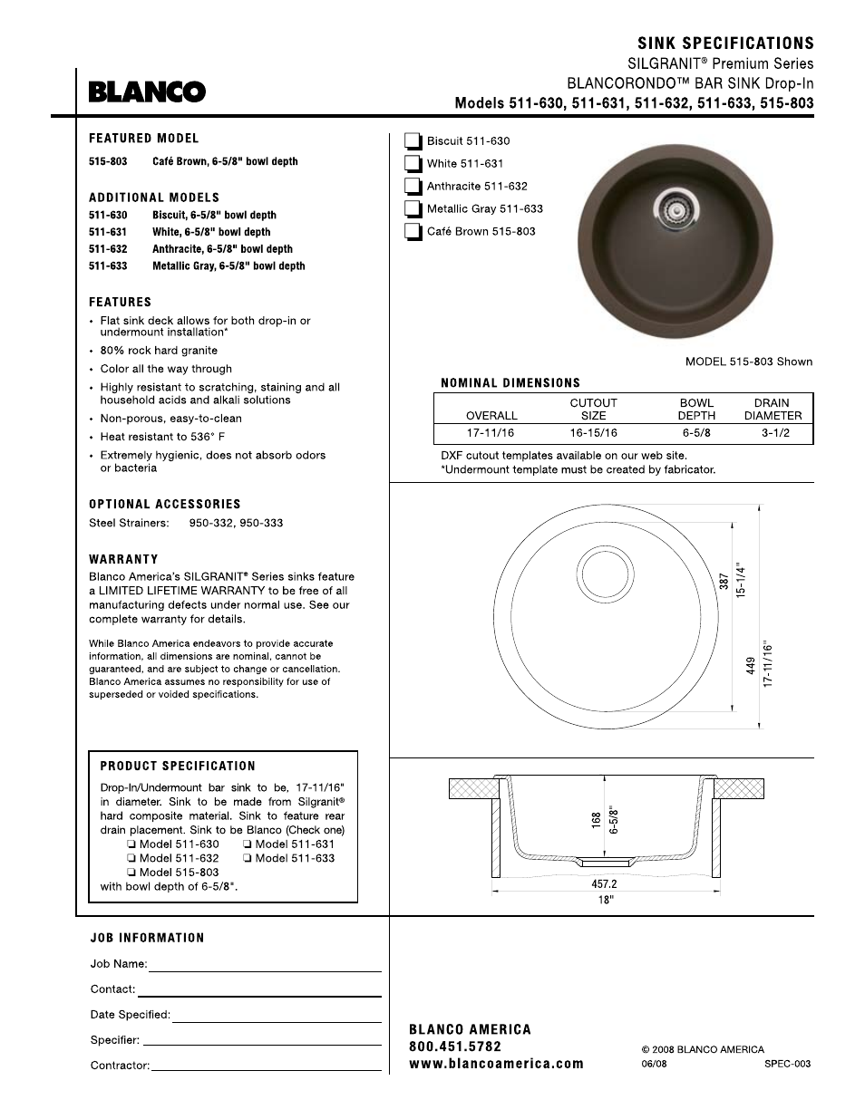 Blanco Rondo 515-803 User Manual | 1 page