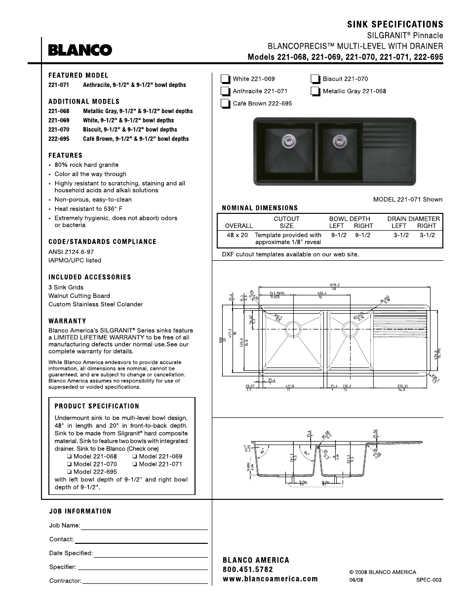 Blanco 221-069 User Manual | 1 page