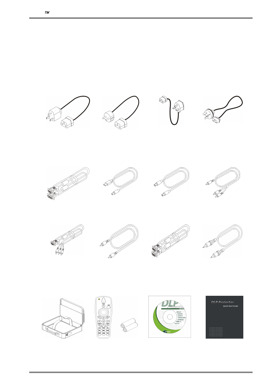 Accessories overview, Power cord, Computer and video cables | Others | BOXLIGHT DLP User Manual | Page 8 / 37