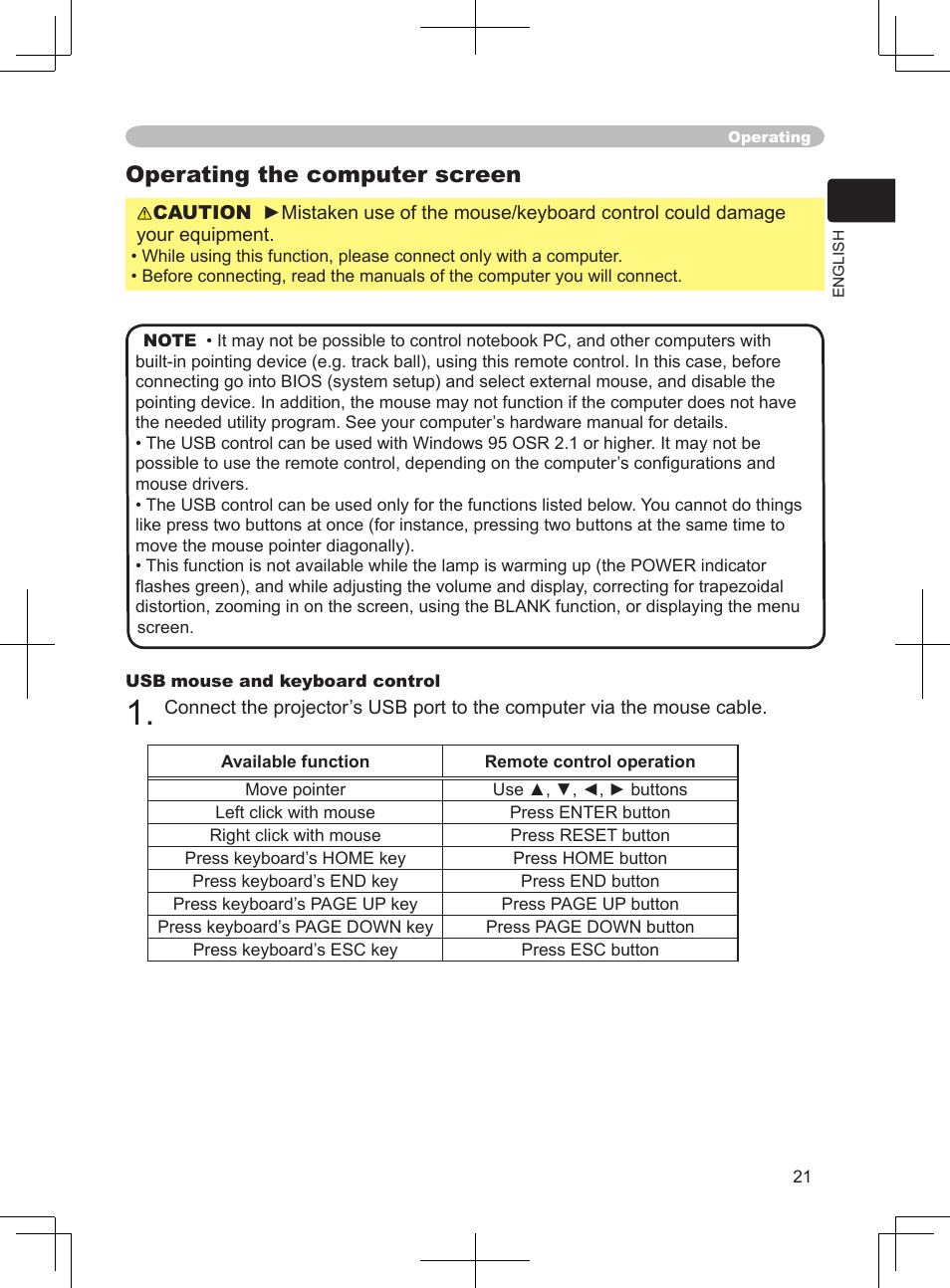 Operating the computer screen | BOXLIGHT CP-324i User Manual | Page 21 / 49