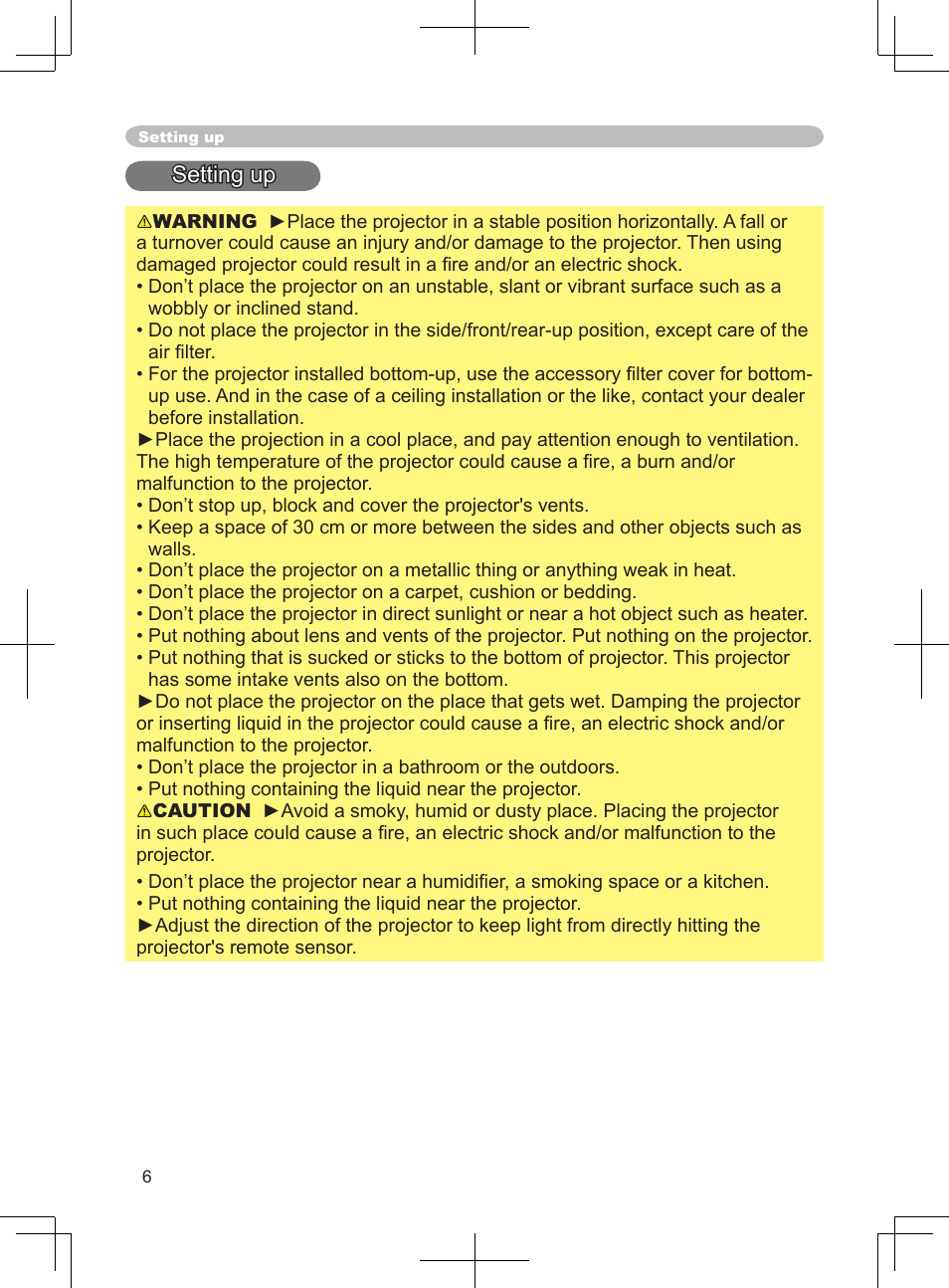 Setting up | BOXLIGHT CP-324i User Manual | Page 6 / 49