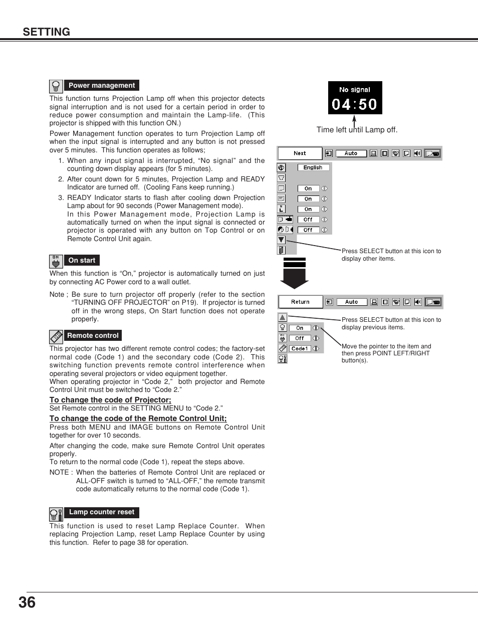 Setting | BOXLIGHT CP-19t User Manual | Page 36 / 48
