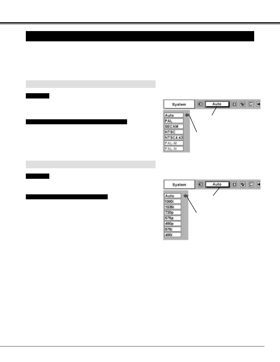 Selecting video system, Video input | BOXLIGHT CP-300t User Manual | Page 31 / 44