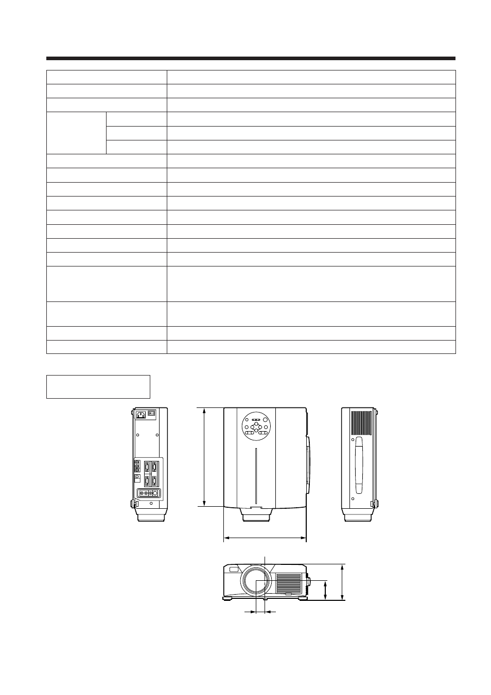 Caractéristiques techniques, Schéma côté | BOXLIGHT MP-650i User Manual | Page 106 / 144