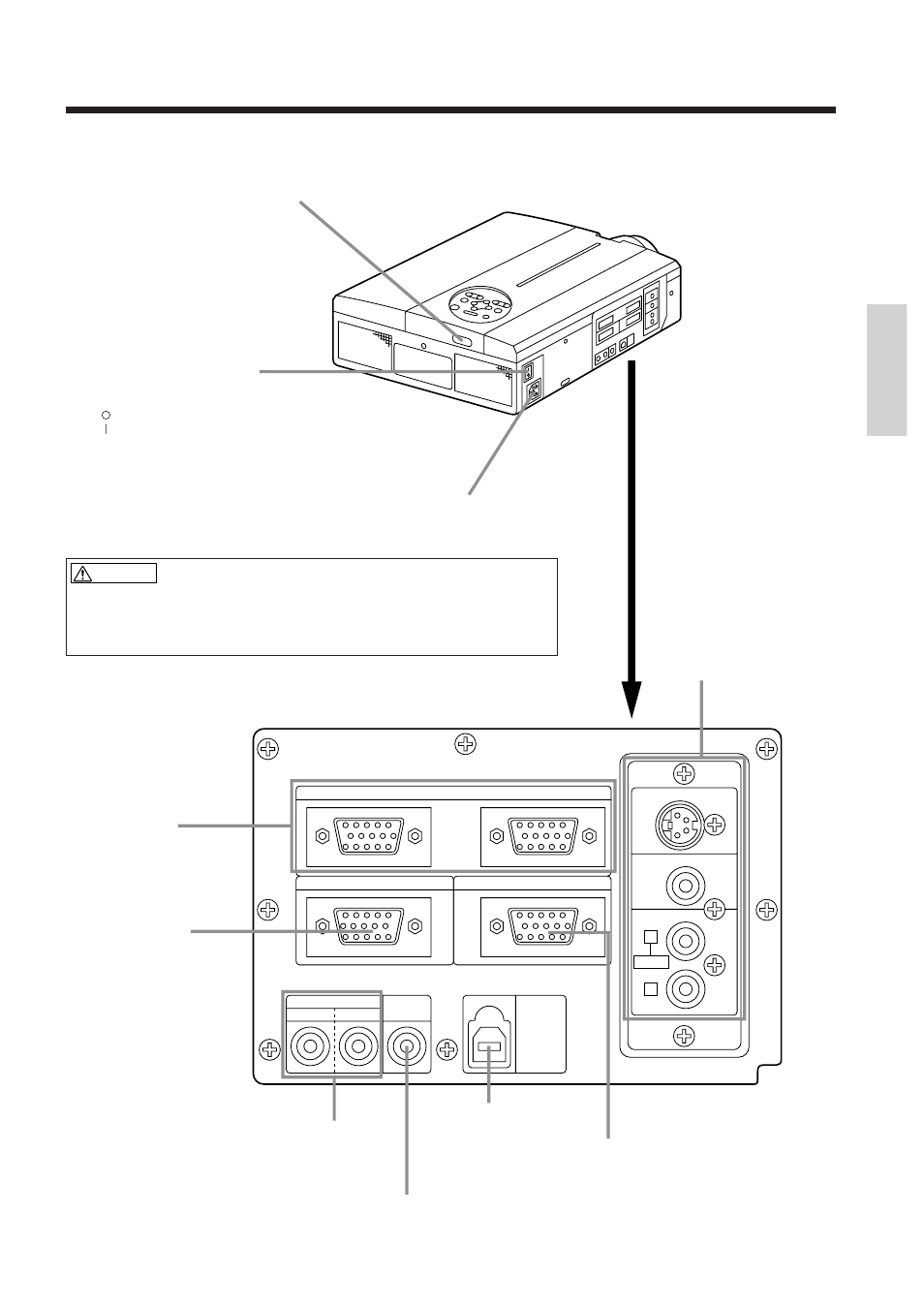 Bezeichnung und funktion der teile (fortsetzung), Anschluß an die netzeingangsbuchse (ac in), Vorsicht | BOXLIGHT MP-650i User Manual | Page 45 / 144