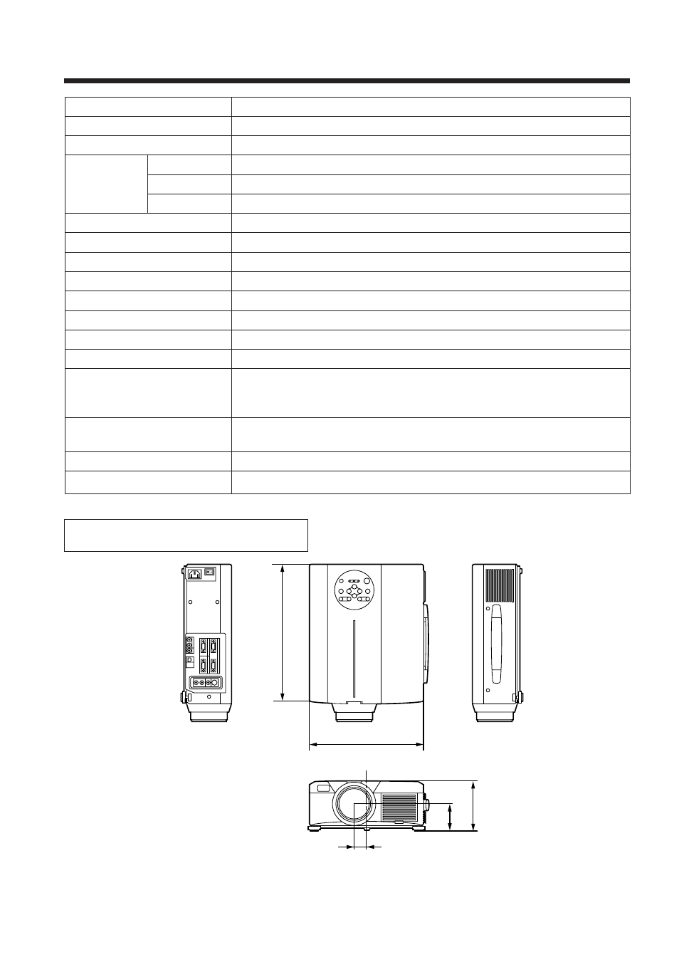 Technische daten, Abmessungsdiagramm | BOXLIGHT MP-650i User Manual | Page 70 / 144
