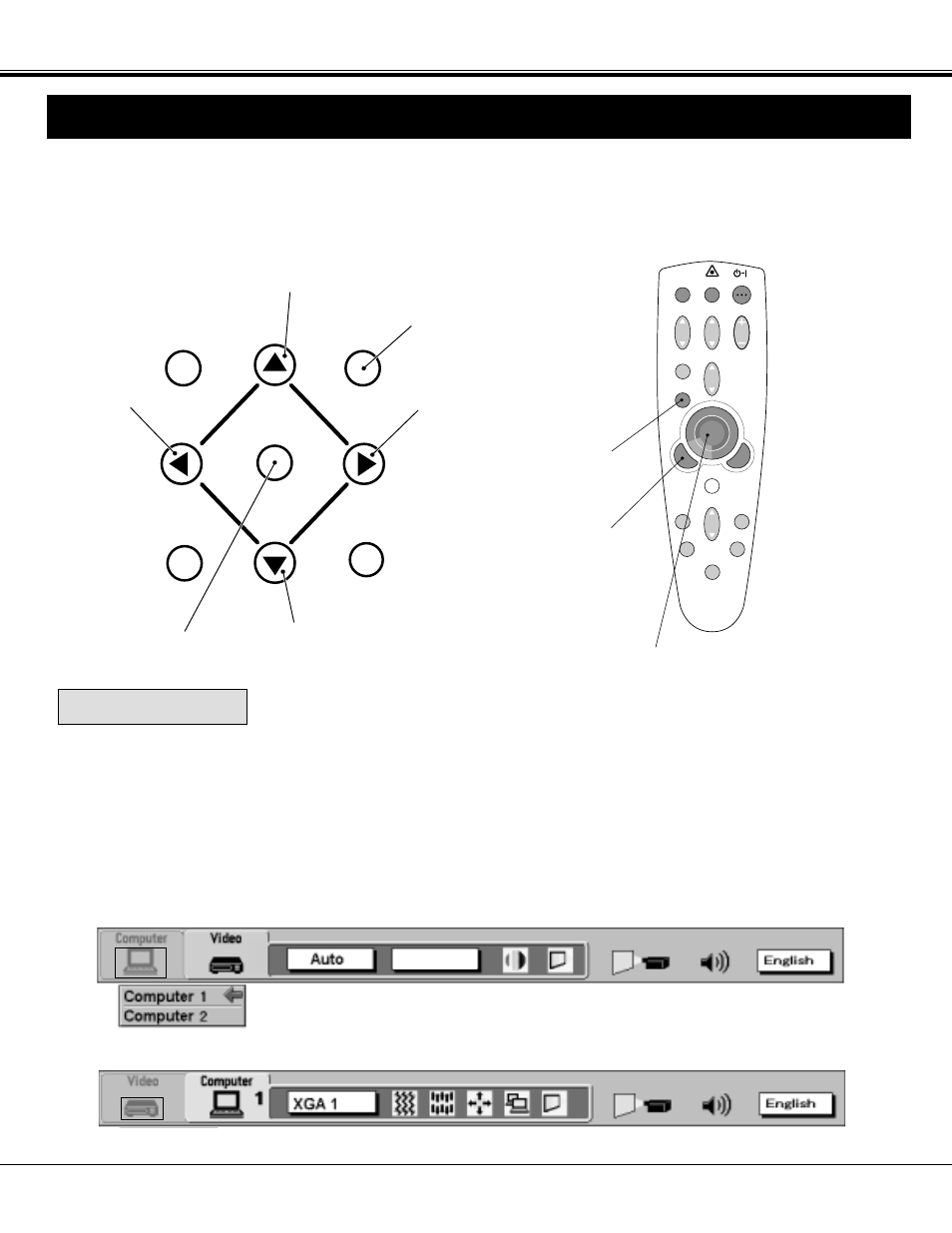 Menu operation, Mode select, Basic operation | Remote control unit top control of the projector | BOXLIGHT MP-37t User Manual | Page 30 / 54