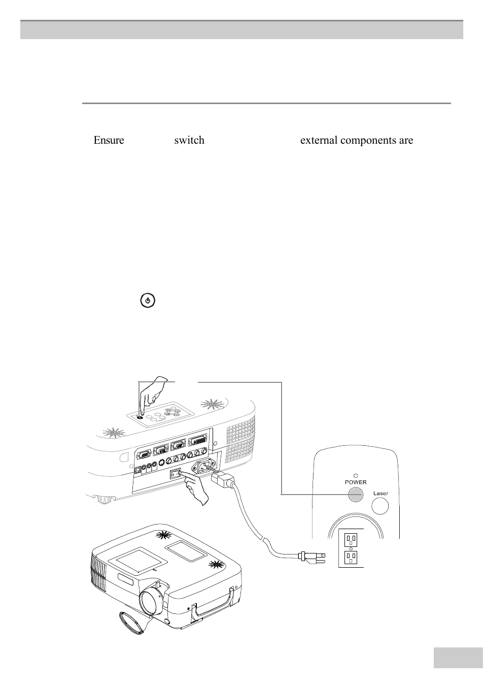 Basic operation, Ed off an, D all external components are con | Nected to th, E projector, Emote con | BOXLIGHT MP63e User Manual | Page 33 / 58