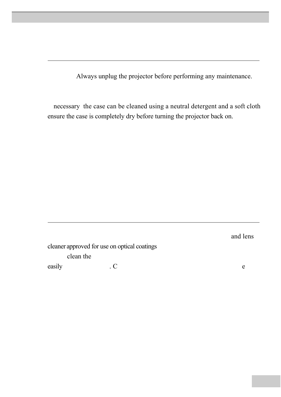 Maintenance and troubleshooting, Cially-available air blower, or use len, S clean | Ot clean the len, S with h, Sh mater, Ials or subject th, E len, S to sh, Ock, as it can easily become damaged. close th | BOXLIGHT MP63e User Manual | Page 51 / 58