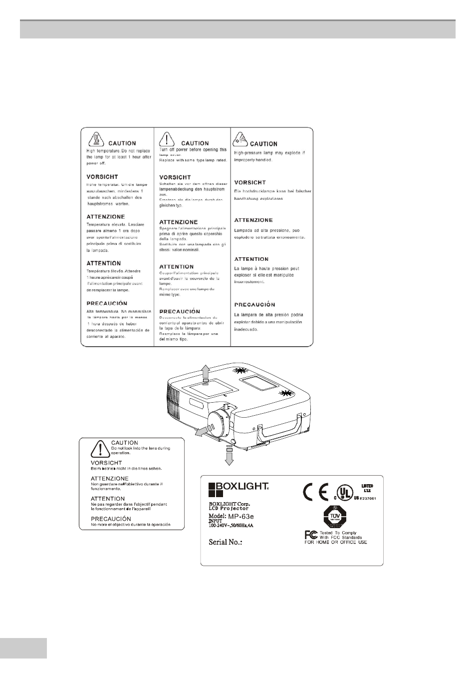 F produc, Ty labels | BOXLIGHT MP63e User Manual | Page 8 / 58
