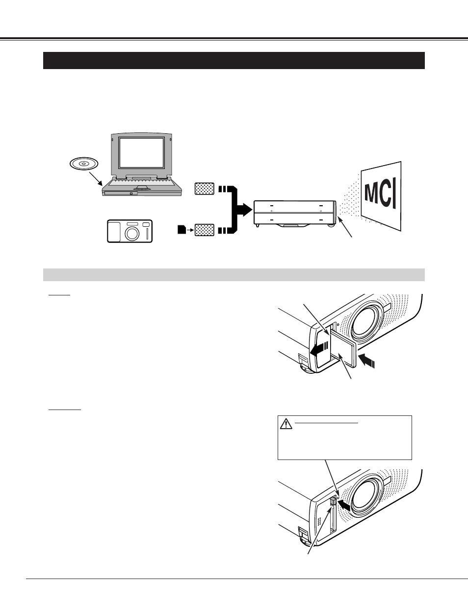 Mc i, 32 mci mode, Operating the pc card slot | BOXLIGHT CP-13t User Manual | Page 32 / 48