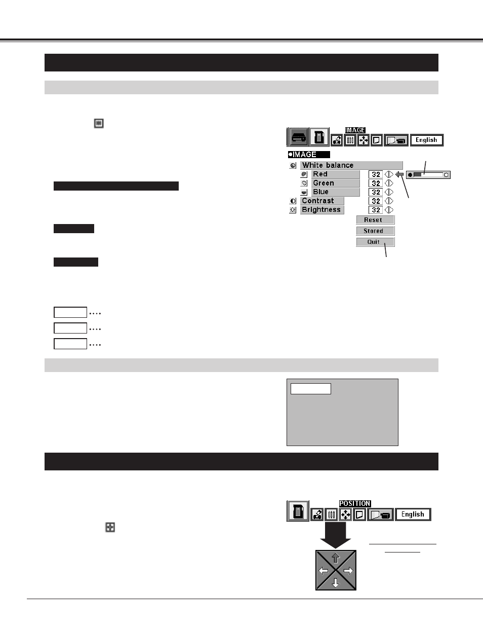 Picture image adjustment, Picture position adjustment, Mci mode | Adjust the picture image manually, Normal function | BOXLIGHT CP-13t User Manual | Page 36 / 48