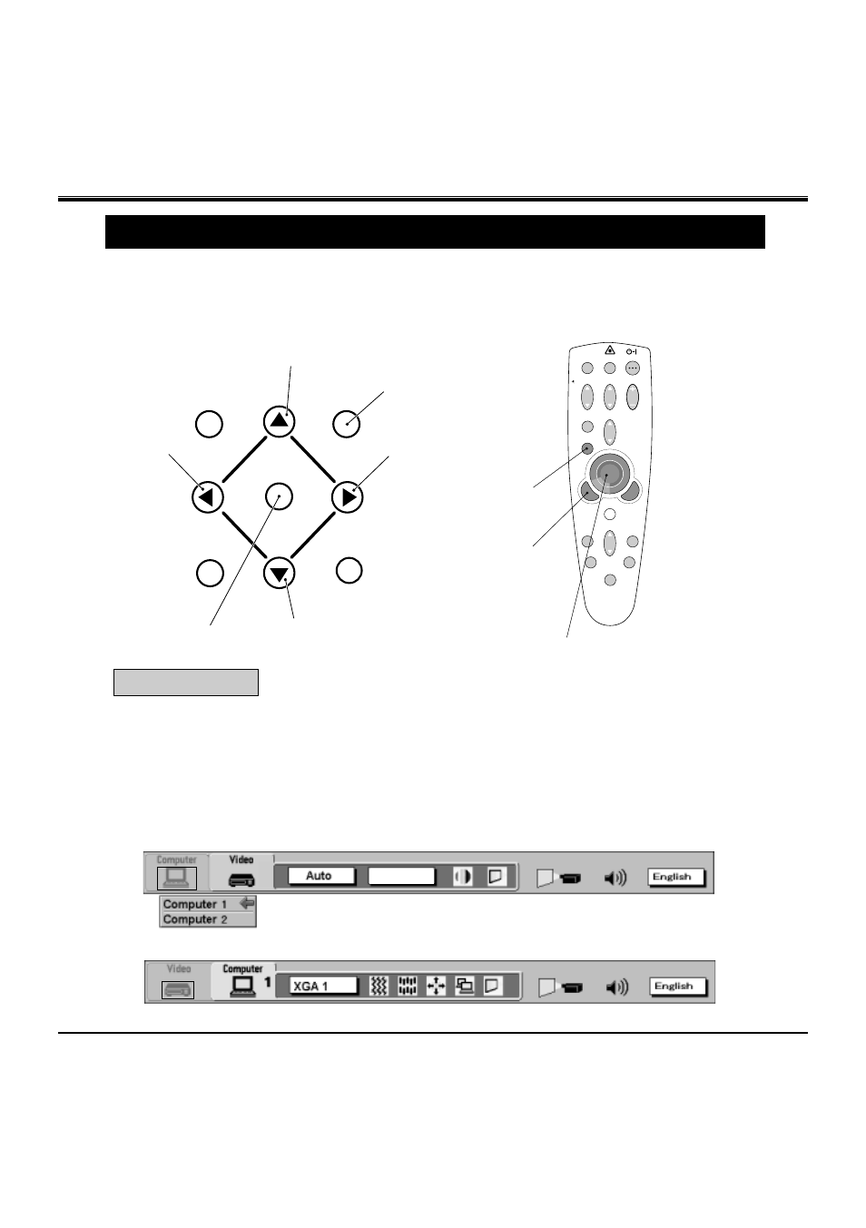 Menu operation, Mode select, Basic operation | Remote control unit top control of the projector | BOXLIGHT MP-38t User Manual | Page 30 / 54