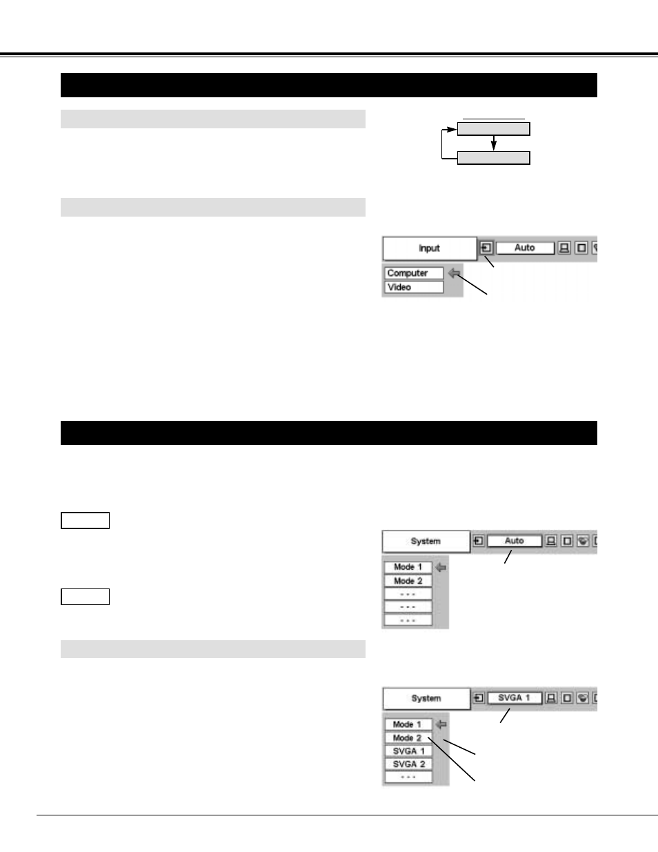 22 computer input, Selecting input source, Selecting computer system | BOXLIGHT XP-8t User Manual | Page 22 / 44