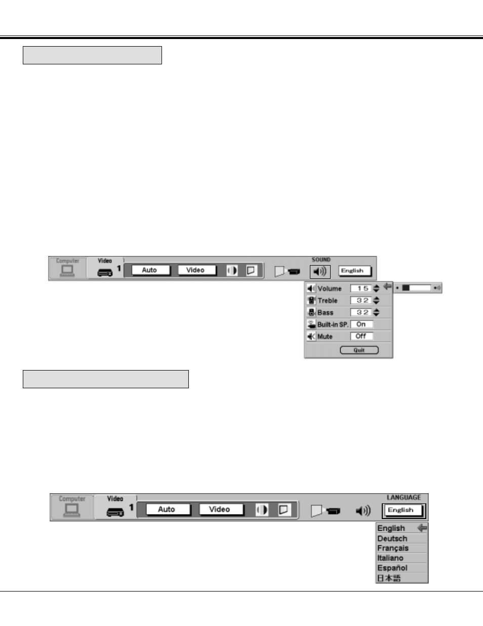 Sound adjustment language adjustment | BOXLIGHT FP-97t User Manual | Page 36 / 58