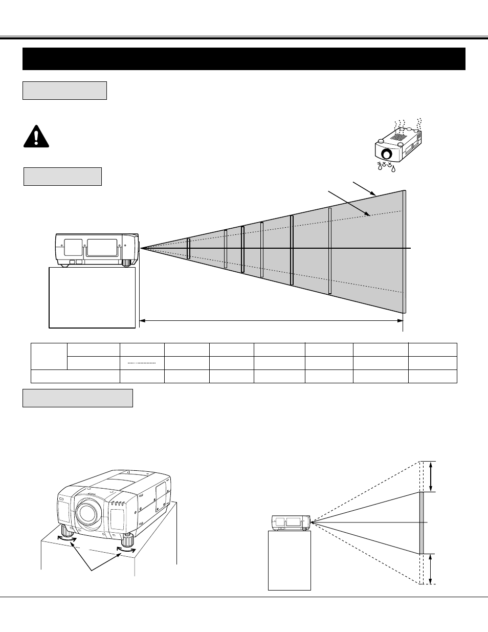 Setting-up the projector, Positioning: room light, Adjustable feet | BOXLIGHT FP-97t User Manual | Page 7 / 58