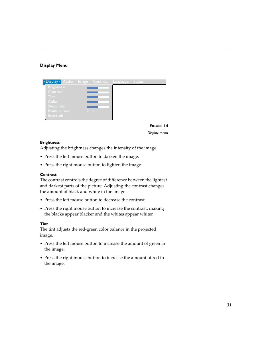Heading2 - display menu, Display menu | BOXLIGHT CD-455m User Manual | Page 29 / 64