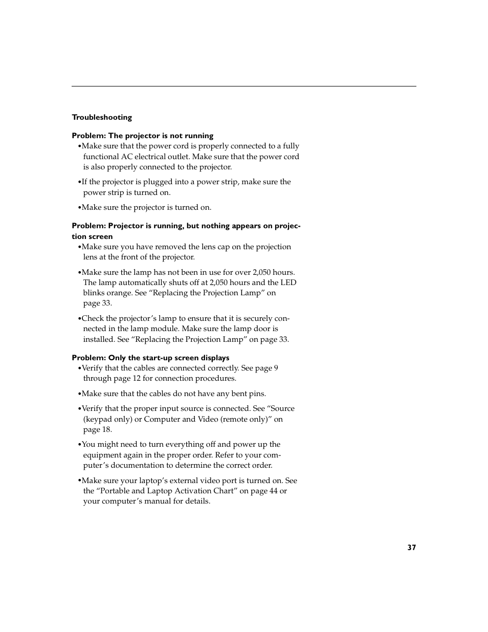 Heading2 - troubleshooting, Troubleshooting 37 | BOXLIGHT CD-455m User Manual | Page 45 / 64