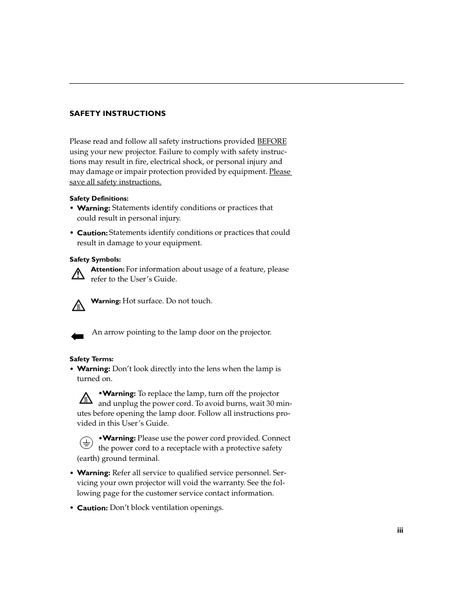 Heading1 - safety instructions, Safety instructions | BOXLIGHT CD-455m User Manual | Page 7 / 64