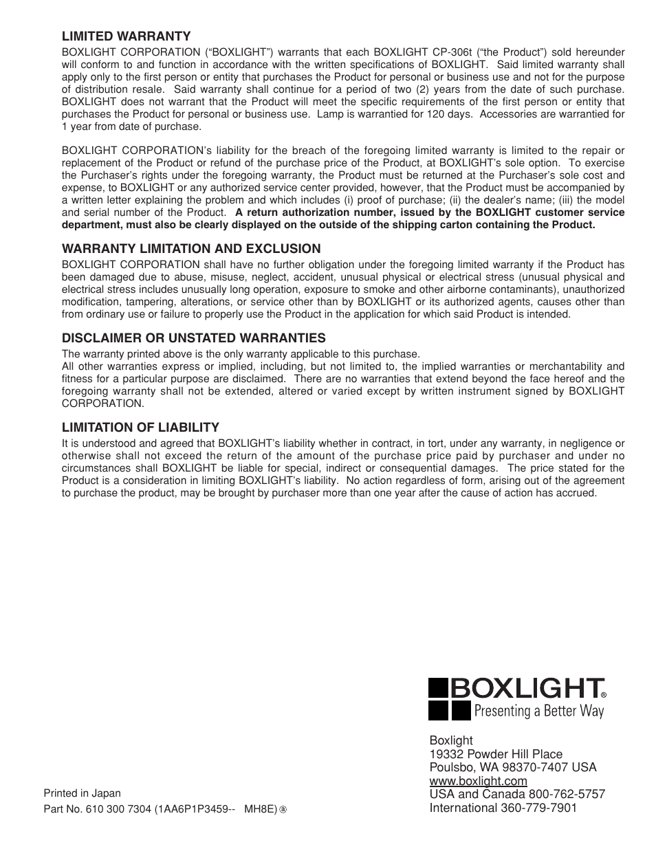 BOXLIGHT CP-306t User Manual | Page 48 / 48