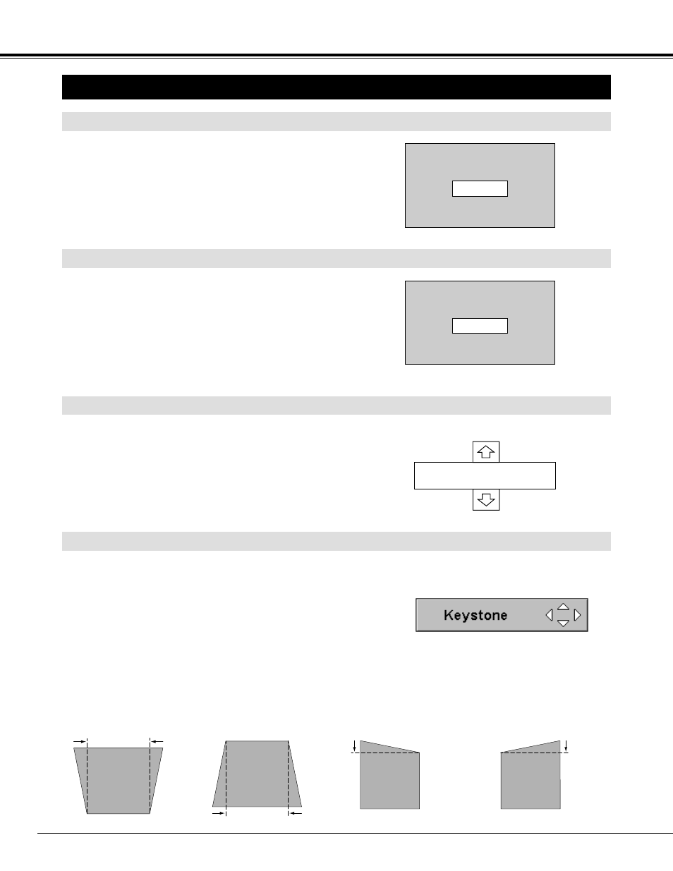 20 basic operation, Adjusting screen, Zoom adjustment focus adjustment | Lens shift adjustment, Keystone adjustment | BOXLIGHT MP-42t User Manual | Page 20 / 44