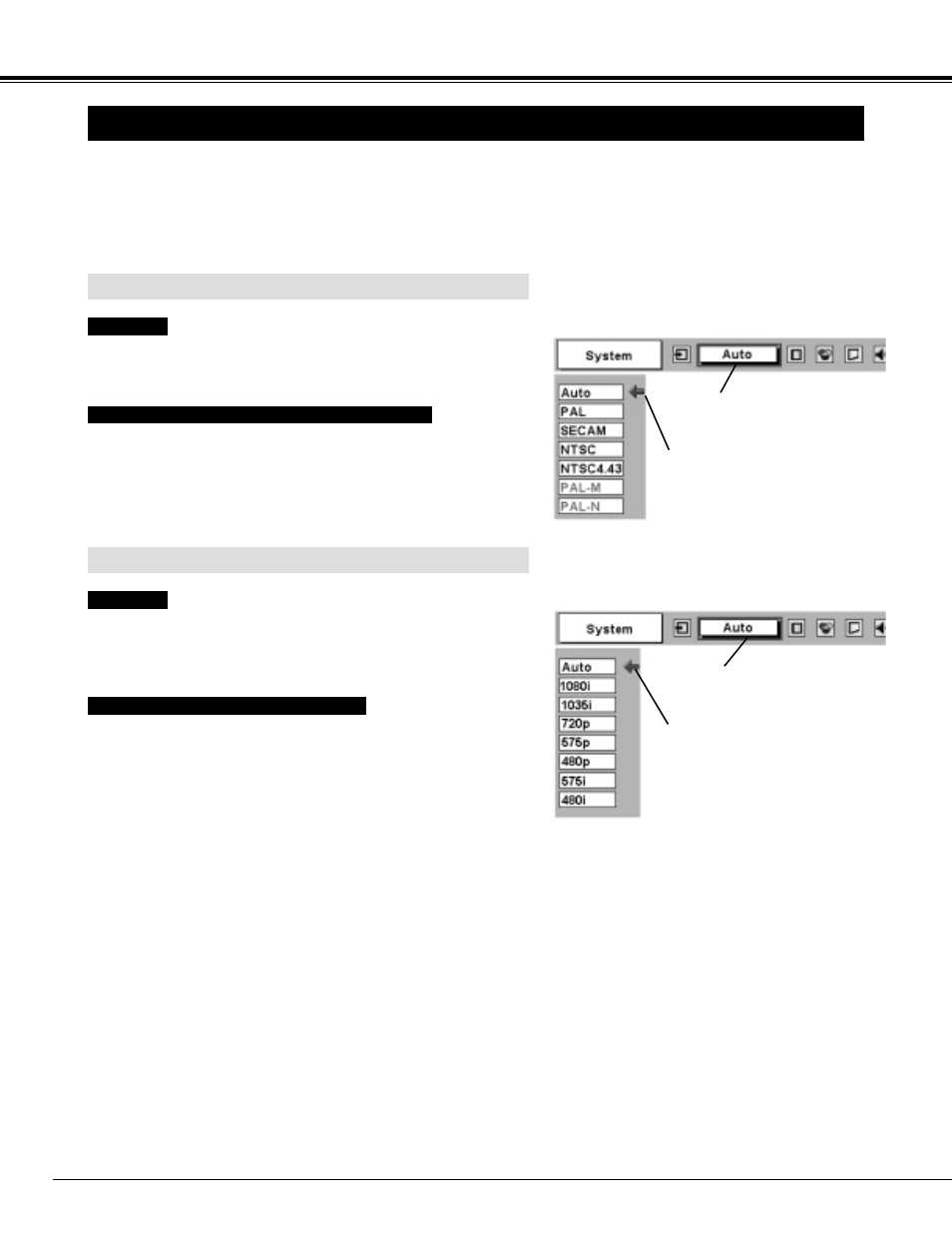 Selecting video system, Video input | BOXLIGHT CINEMA 20HD User Manual | Page 32 / 48