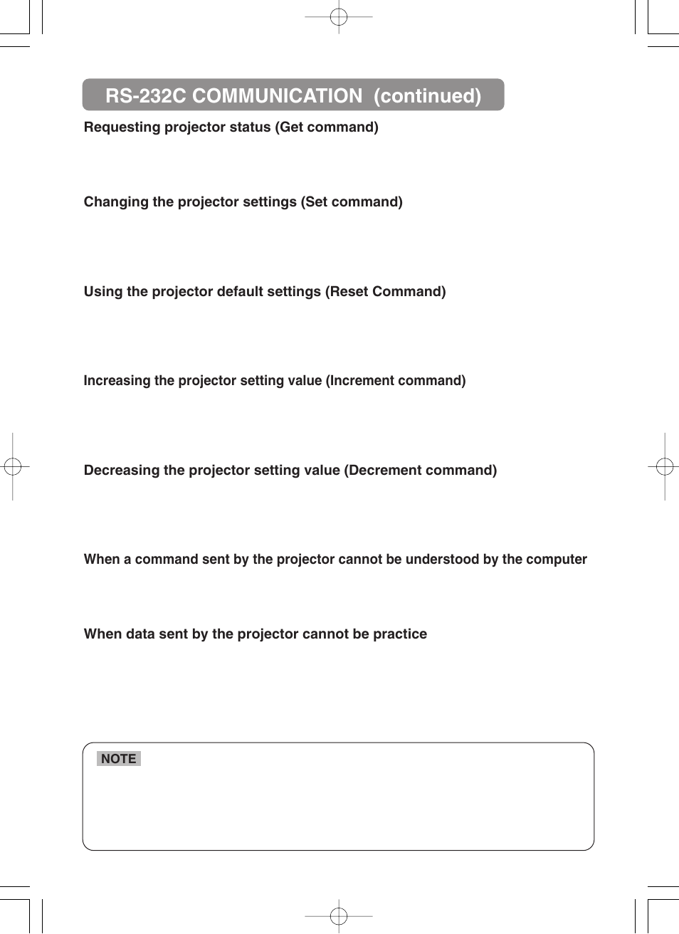 Rs-232c communication (continued) | BOXLIGHT CP-322i/CP-634i User Manual | Page 45 / 52