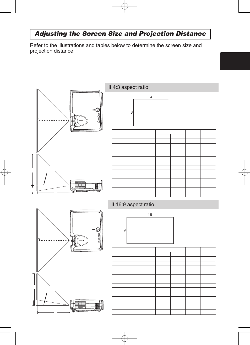 Adjusting the screen size and projection distance | BOXLIGHT CP-322i/CP-634i User Manual | Page 8 / 52