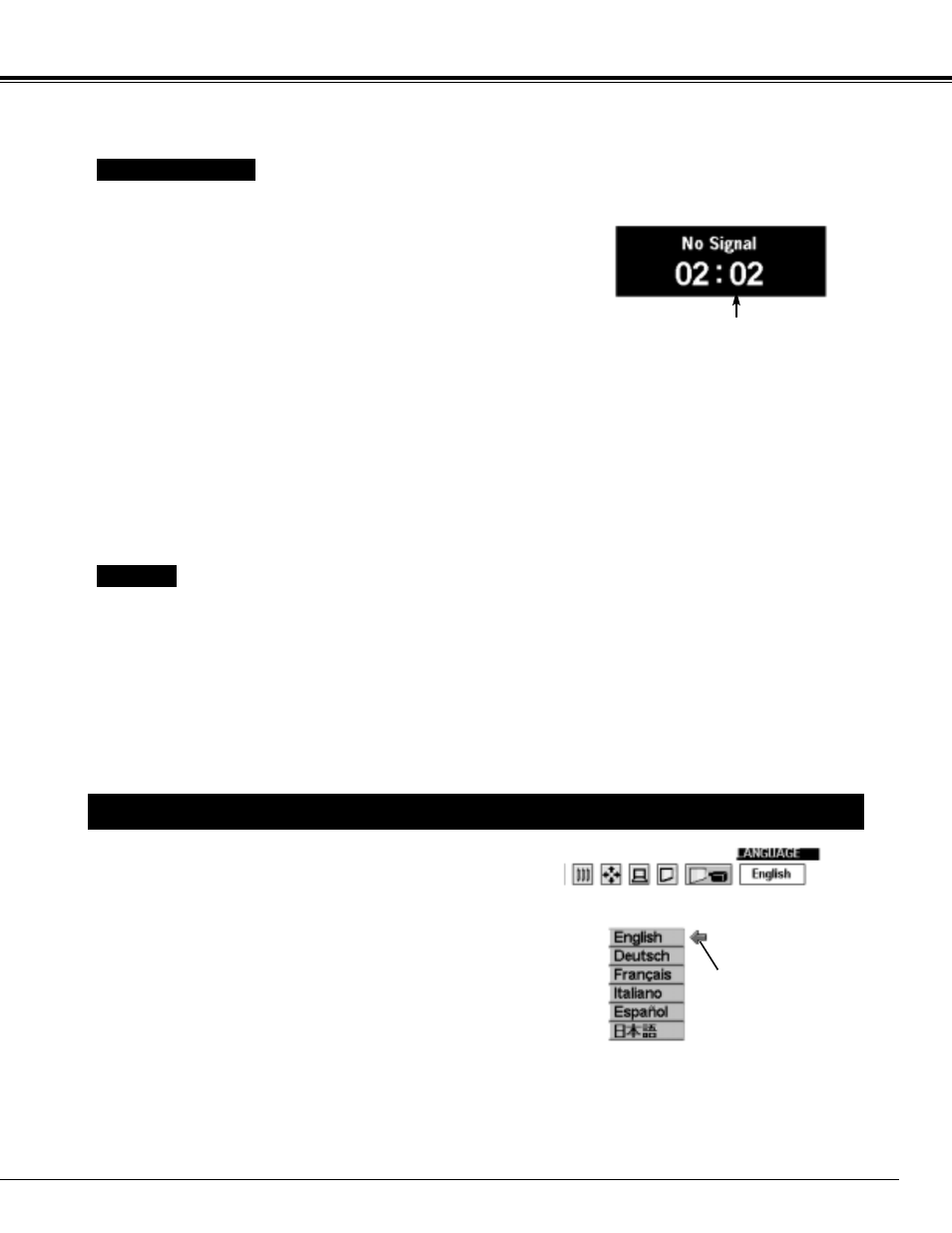 Selecting language, Setting | BOXLIGHT XP-5t User Manual | Page 33 / 40