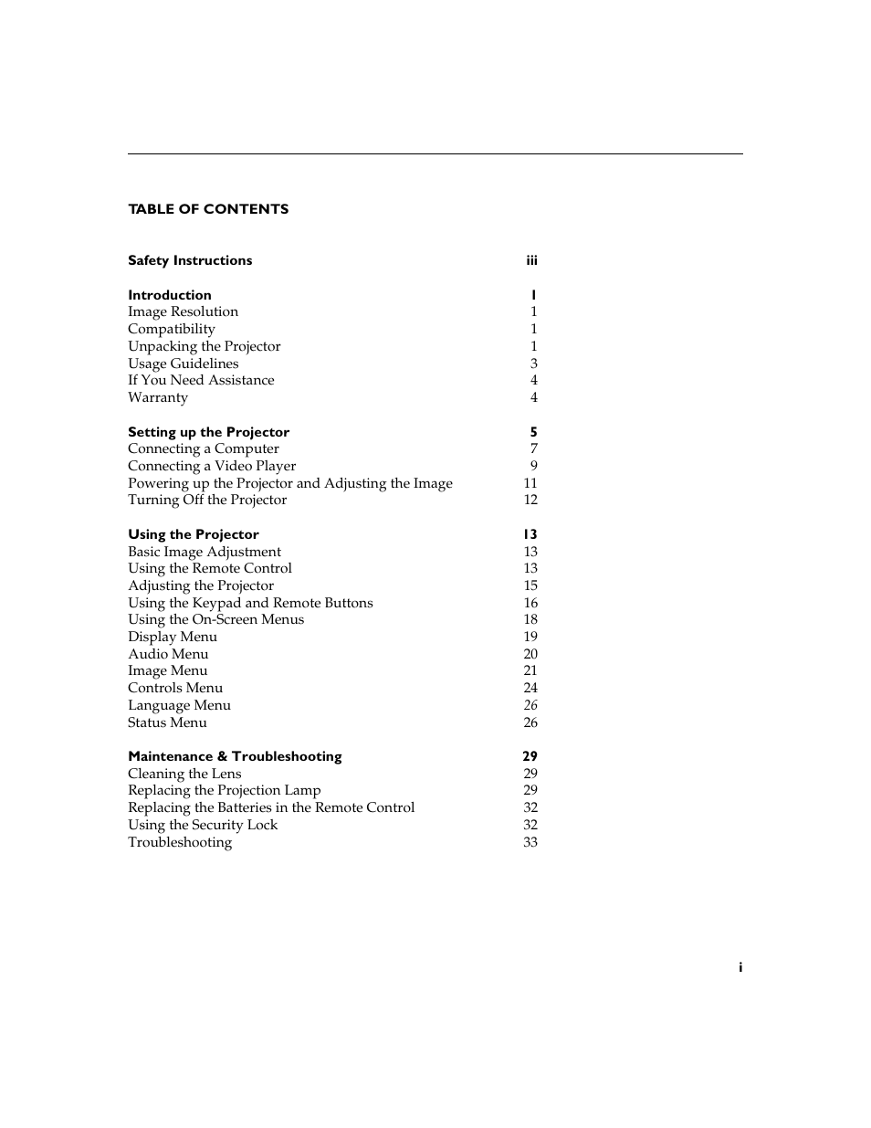 Heading1 - table of contents | BOXLIGHT XD-9m User Manual | Page 6 / 61