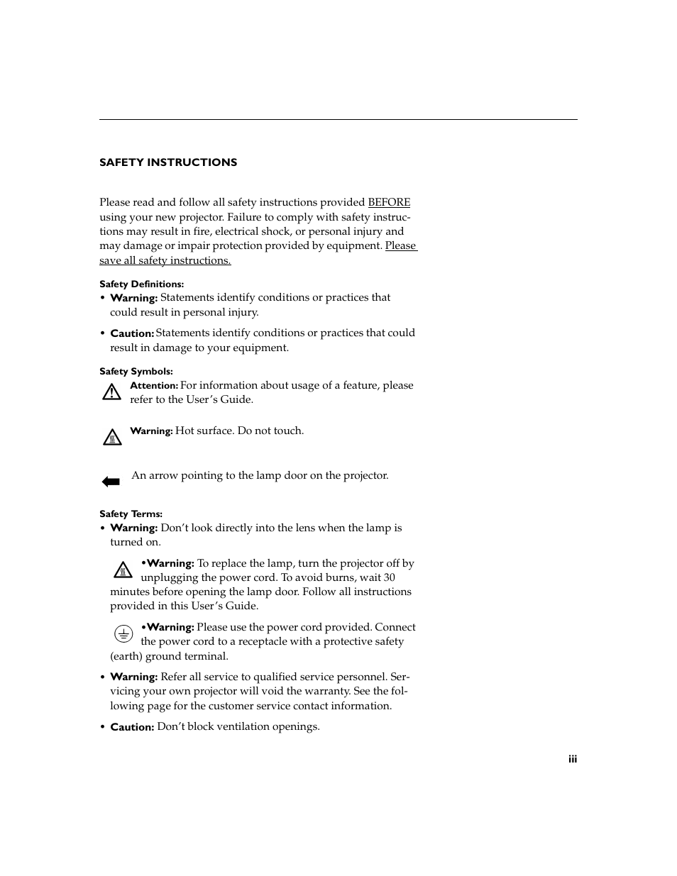 Heading1 - safety instructions, Safety instructions | BOXLIGHT XD-9m User Manual | Page 8 / 61
