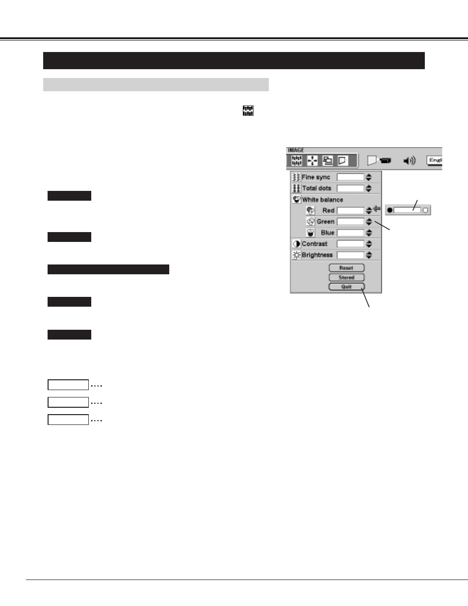 Picture image adjustment, Computer mode, Adjust picture image manually | BOXLIGHT CP-15t User Manual | Page 28 / 48