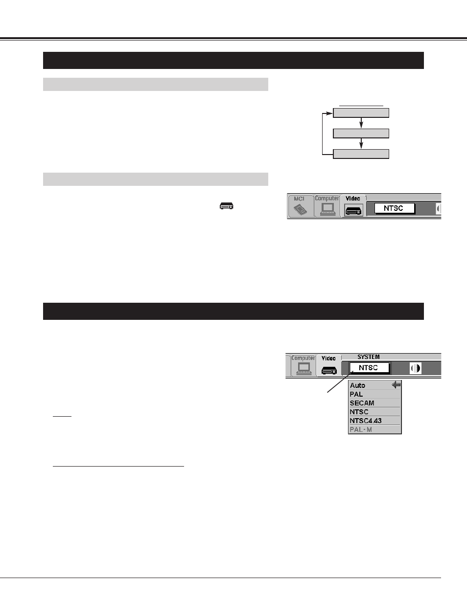 31 video mode, Selecting video mode, Selecting color system | BOXLIGHT CP-15t User Manual | Page 31 / 48