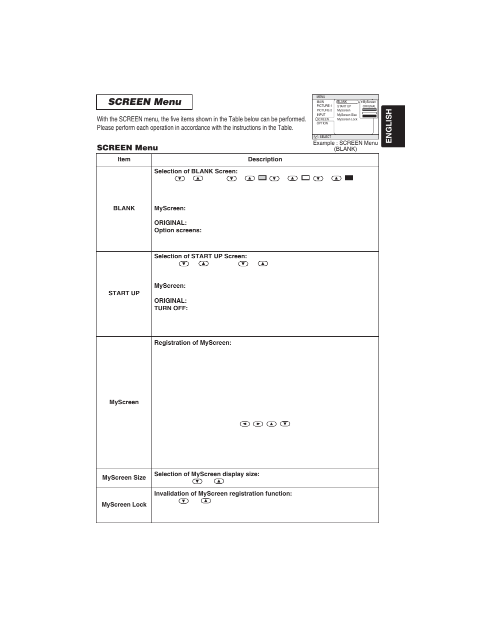 Screen menu | BOXLIGHT CP322ia User Manual | Page 35 / 55