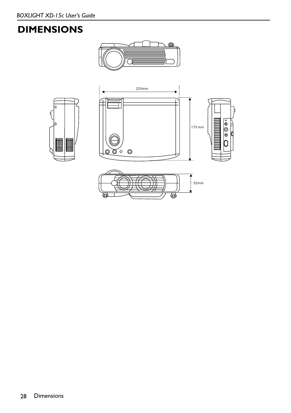 Dimensions | BOXLIGHT XD-15c User Manual | Page 32 / 32