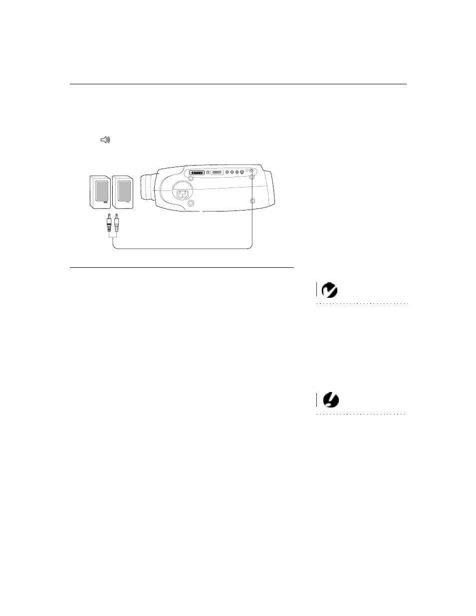 Heading2 - connecting an external speaker, Connecting an external speaker, Powering up the projector and adjusting the image | BOXLIGHT MP-350m User Manual | Page 22 / 69