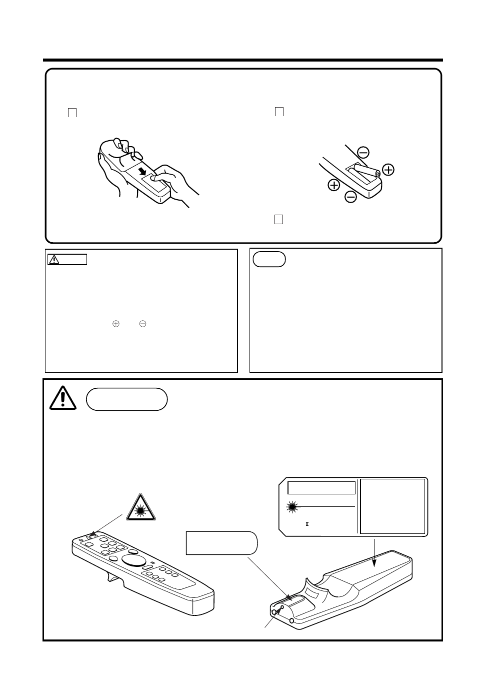 Names and functions of each part (continued), Cautions on use of the laser pointer, How to insert batteries | Remove the battery compartment cover, Caution | BOXLIGHT MP-93i User Manual | Page 10 / 32