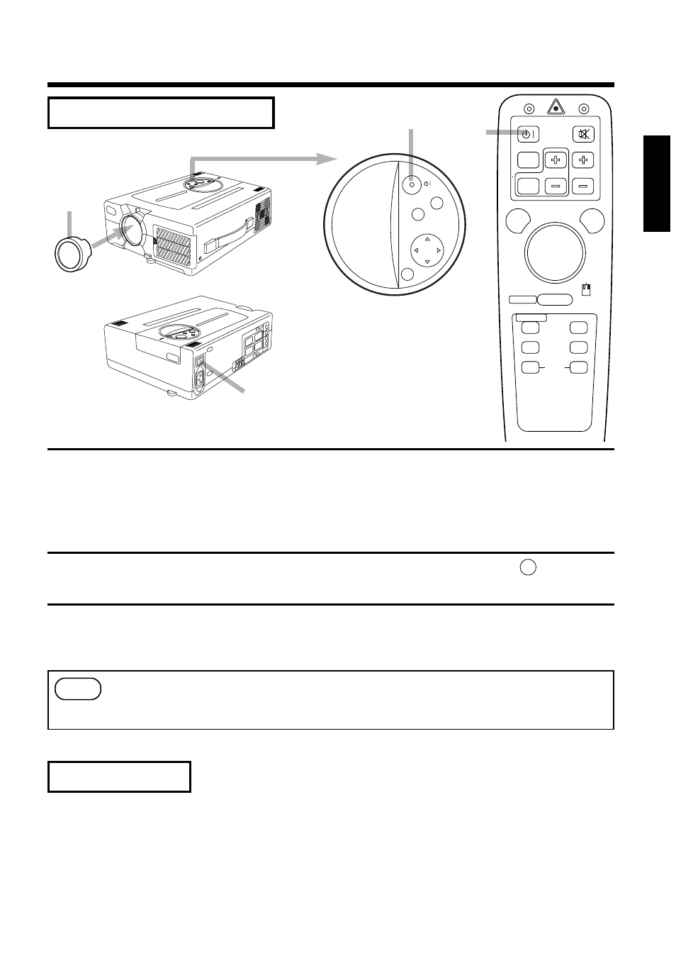 Basic operations (continued), Press the standby/on button, for 1 second, Install the lens cap | 13 english | BOXLIGHT MP-93i User Manual | Page 13 / 32