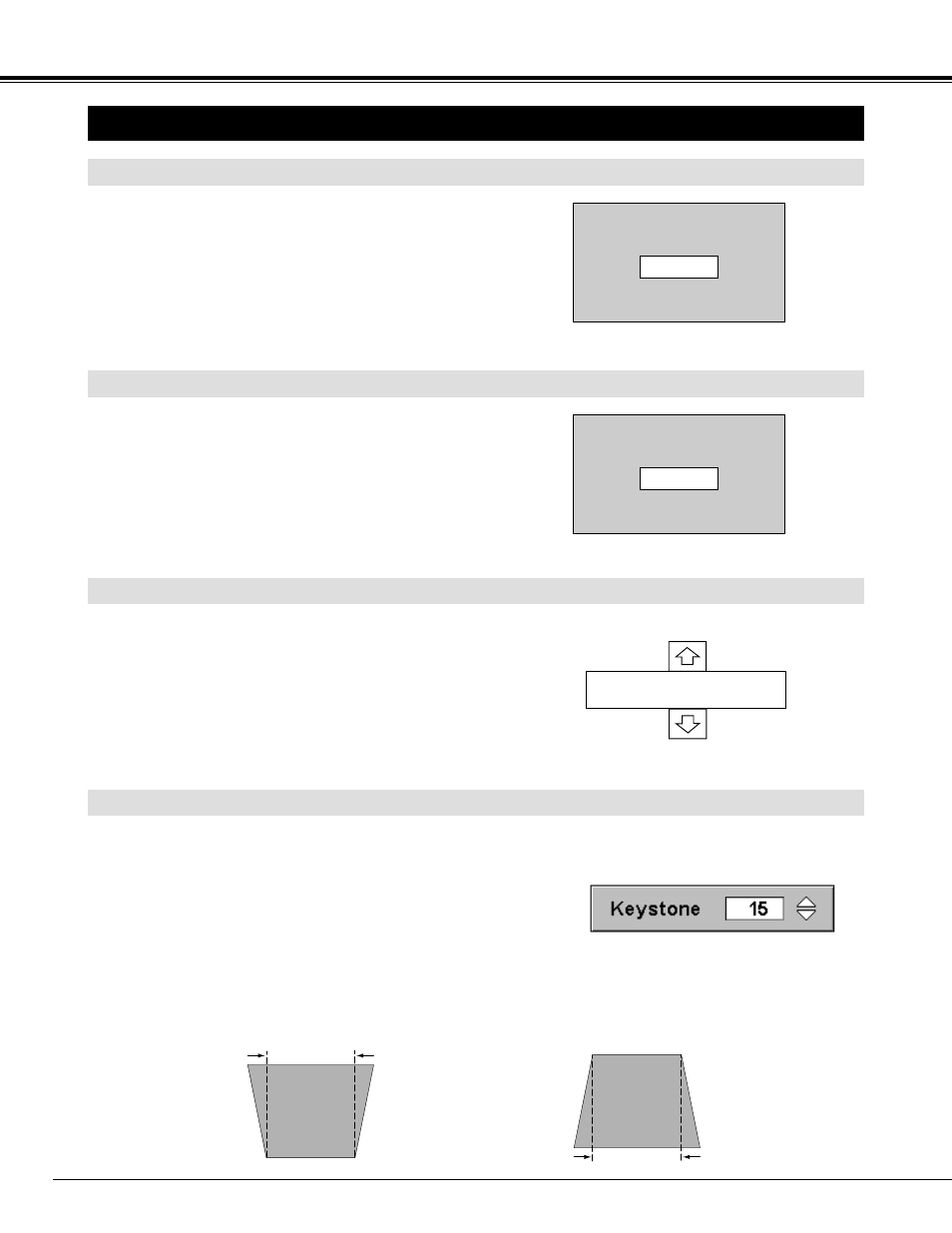 Basic operation, Adjusting screen, Keystone adjustment | Zoom adjustment focus adjustment, Lens shift adjustment | BOXLIGHT MP-41t User Manual | Page 20 / 44