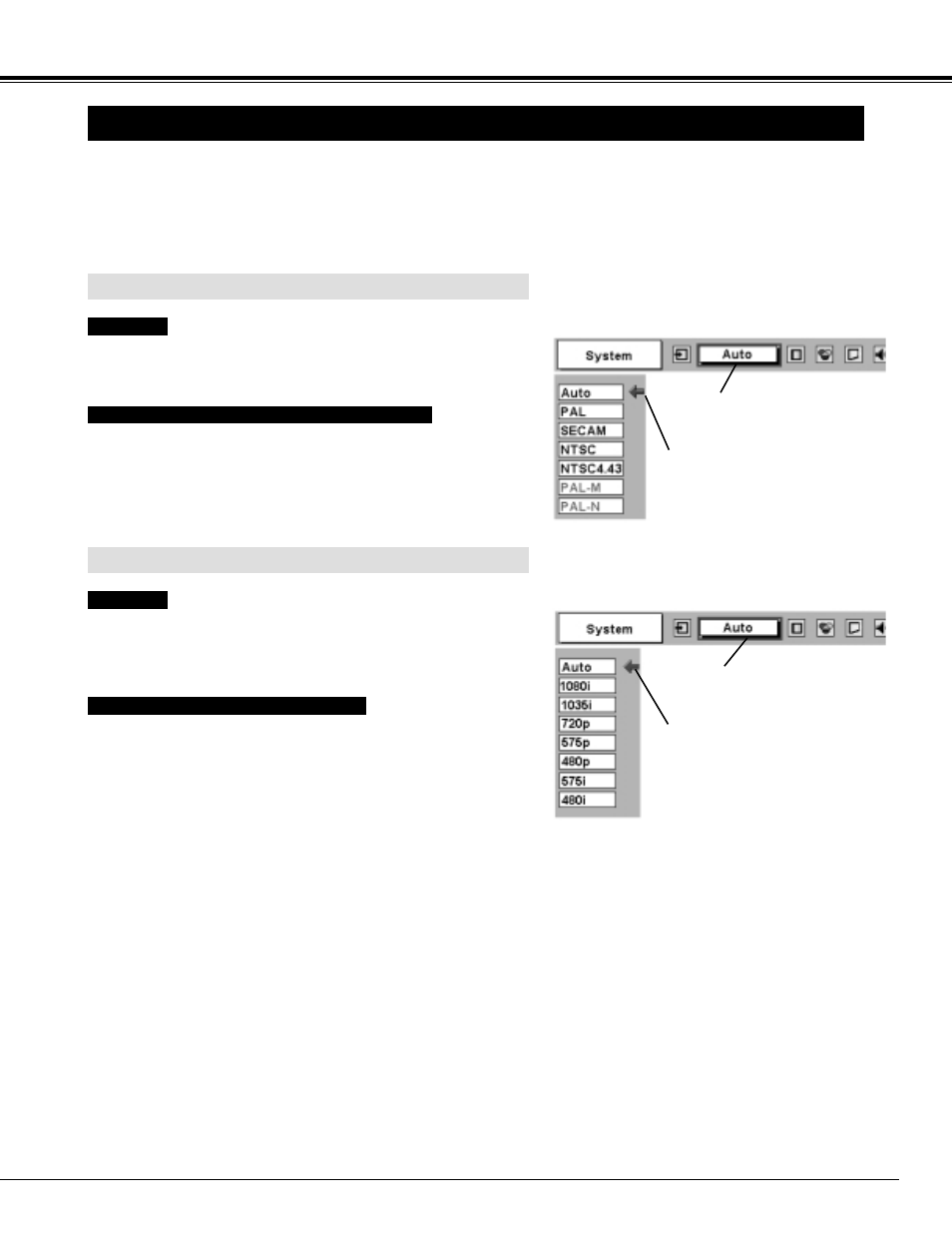 Selecting video system, Video input | BOXLIGHT MP-39t User Manual | Page 31 / 44